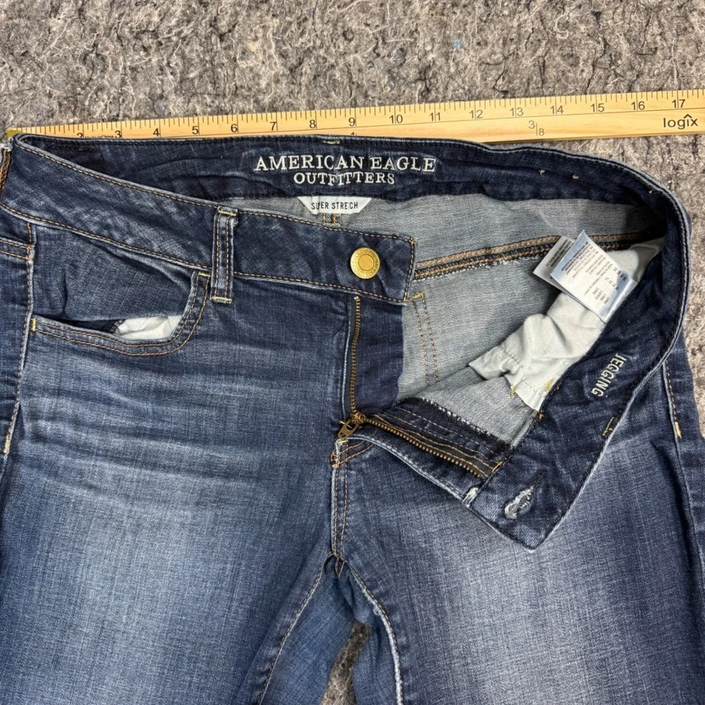 American Eagle Super Stretch Jegging Jeans Dark Wash Blue Low Rise Womens 10 Reg